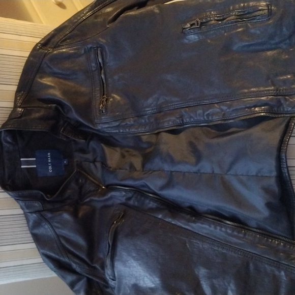 Cole Haan , black  men's moto jacket  M - Picture 7 of 12